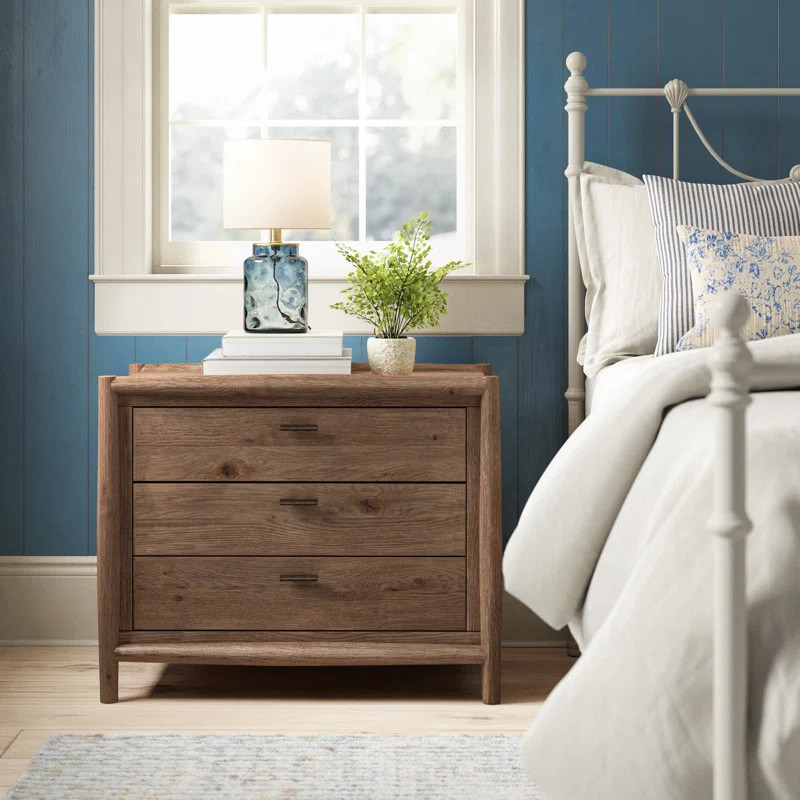 Birch Lane™ Cayenne 3 - Drawer Solid Wood Nightstand in Weathred Oak & Reviews | Wayfair | Wayfair North America