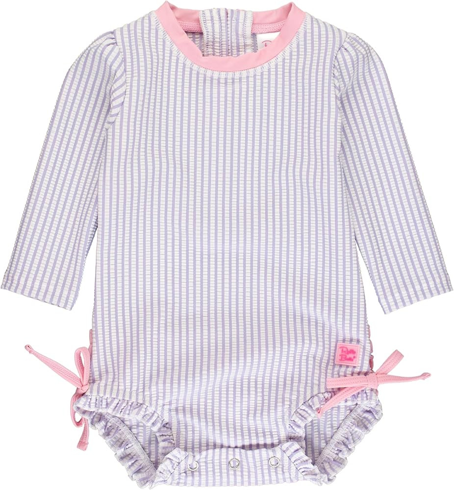 RuffleButts Baby/Toddler Girls Seersucker Long Sleeve One Piece Rash Guard Swimsuit with UPF 50+ ... | Amazon (US)