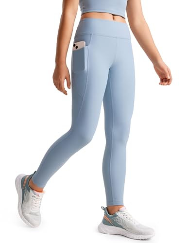 CRZ YOGA Girls Fleece Lined Full Length Athletic Leggings - Water Resistant Casual Yoga Thermal P... | Amazon (US)
