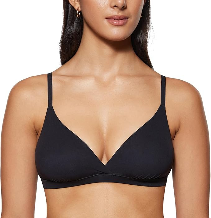 INLYRIC Women's Triangle Bralette Comfortable Unlined V Neck Wireless Smoothing Bra Top Stretch | Amazon (US)