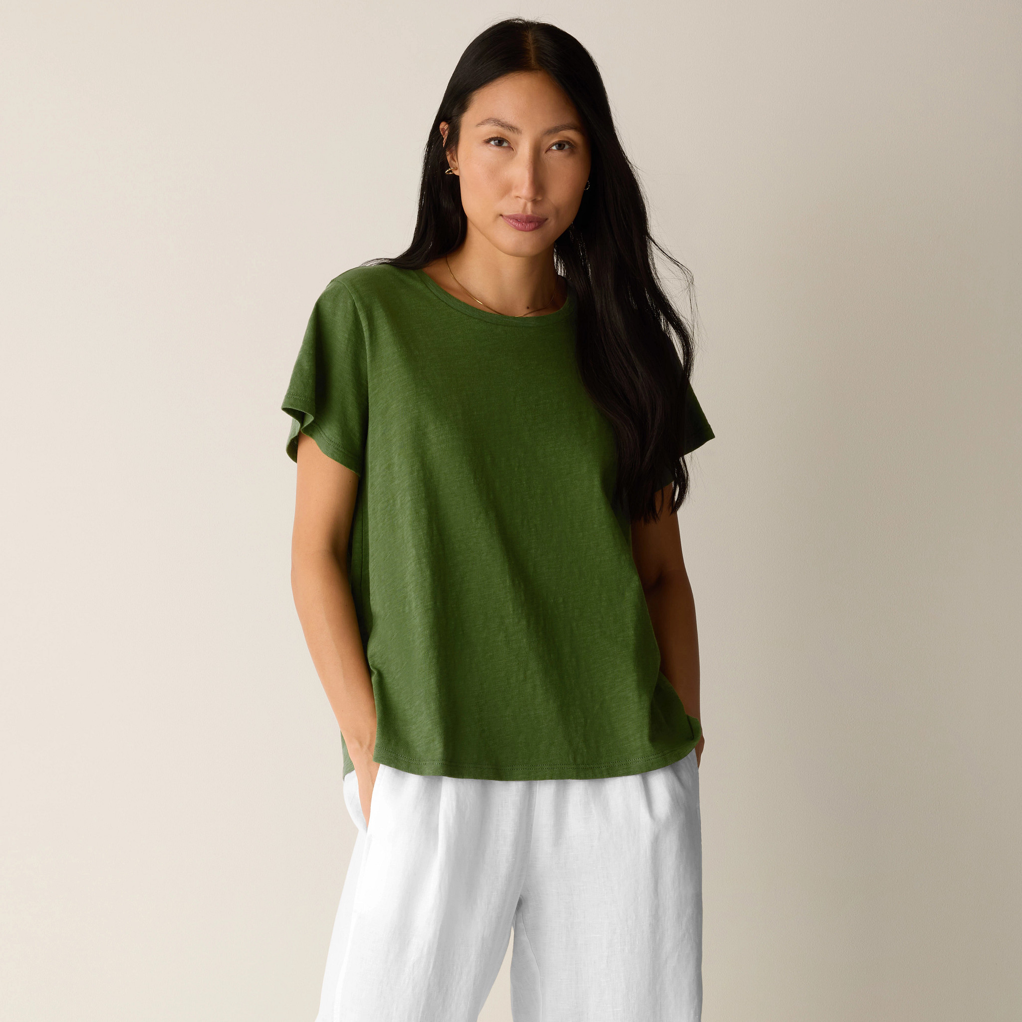 Organic Cotton Slubby Jersey Crew Neck Tee | Eileen Fisher
