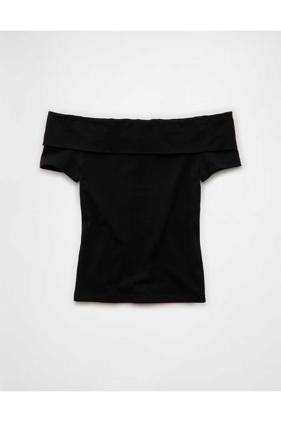 AE Off The Shoulder Foldover Top Women's True Black S | American Eagle Outfitters (US & CA)
