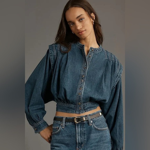 Pilcro Denim Poet Sleeve Button-Down Blouse | Poshmark