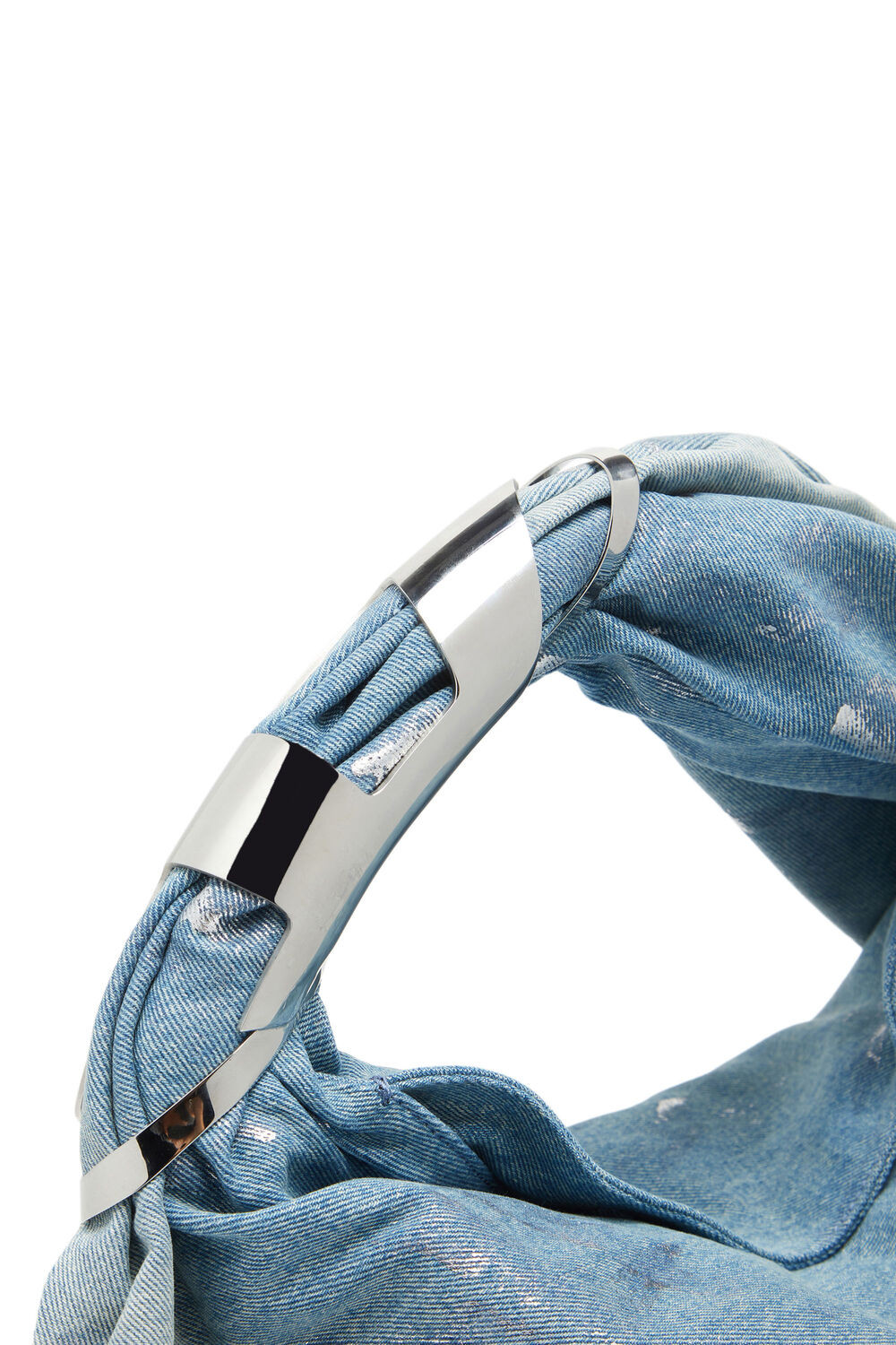 Grab-D S-Washed denim hobo bag with rolled Oval D | Diesel US