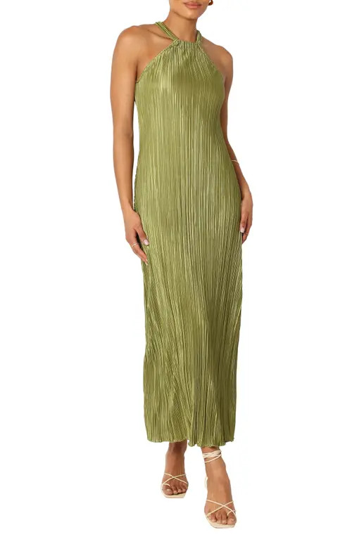 Petal & Pup Melody Plissé Maxi Dress in Olive at Nordstrom, Size Medium | Nordstrom