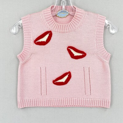 Vivetta Sleeveless Crop Merino Wool Sweater Vest Womens S Pink Lips Cable Knit | eBay US