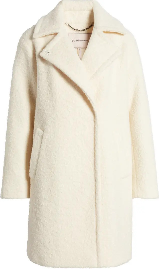 BCBGeneration Walker Notch Lapel Longline Bouclé Coat | Nordstrom | Nordstrom