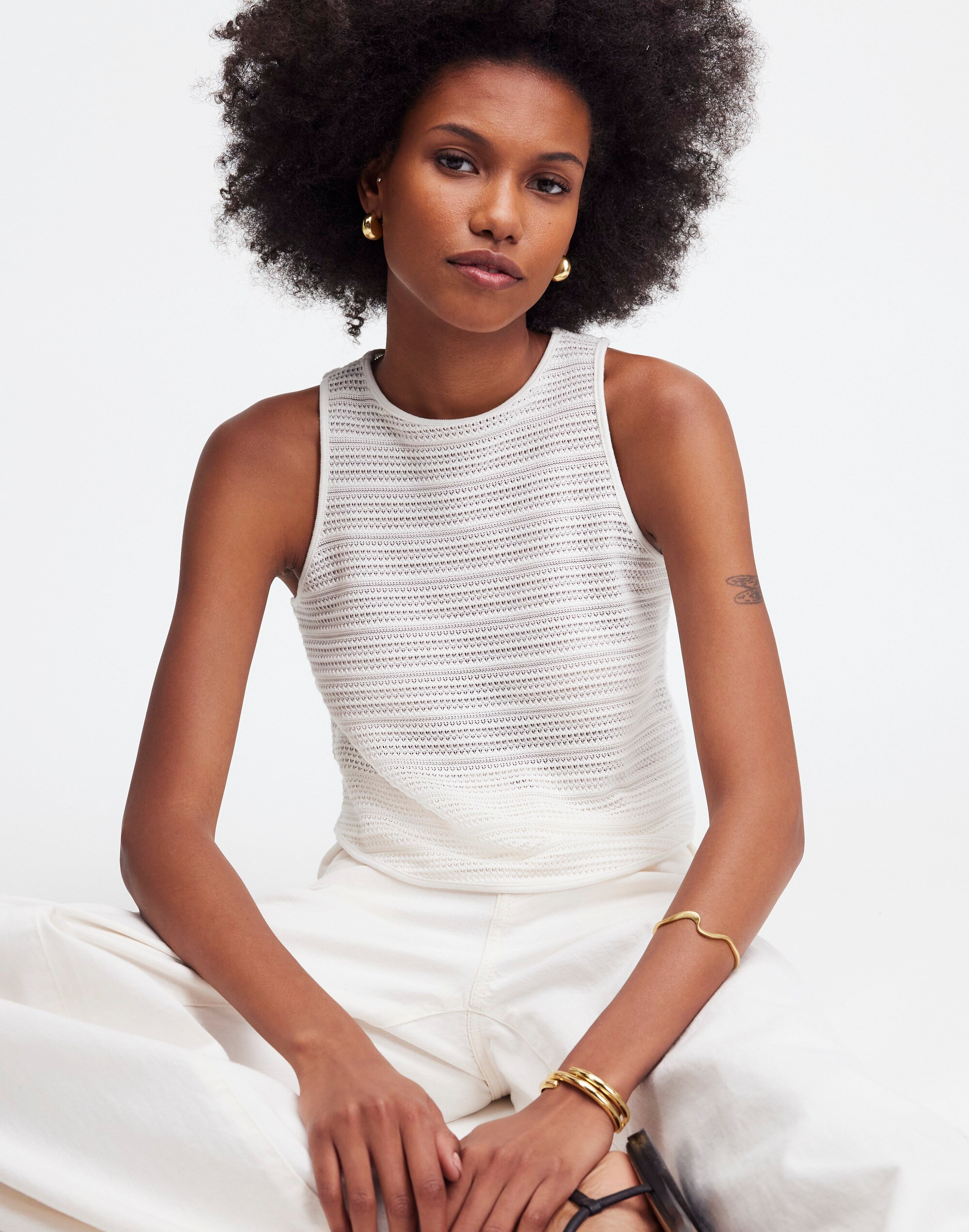 Crochet-Knit Crewneck Sweater Tank | Madewell