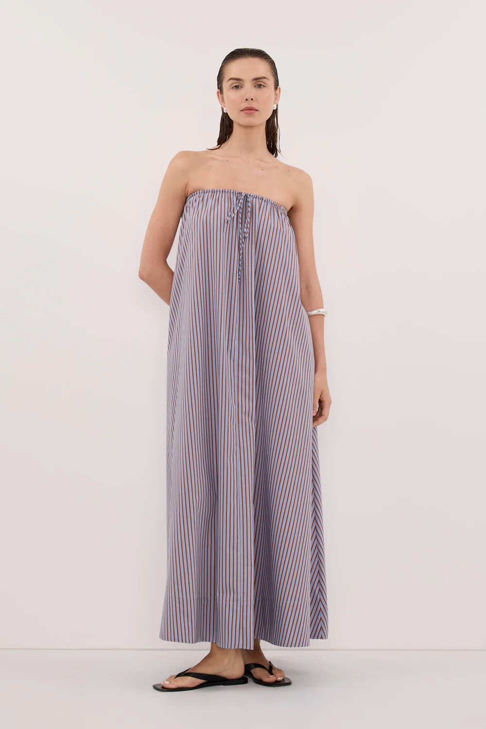 HARRI STRIPE STRAPLESS DRESS | DISSH