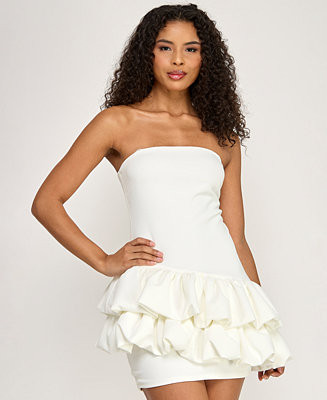 Juniors' Strapless Bubble Ruffle Dress | Macy's