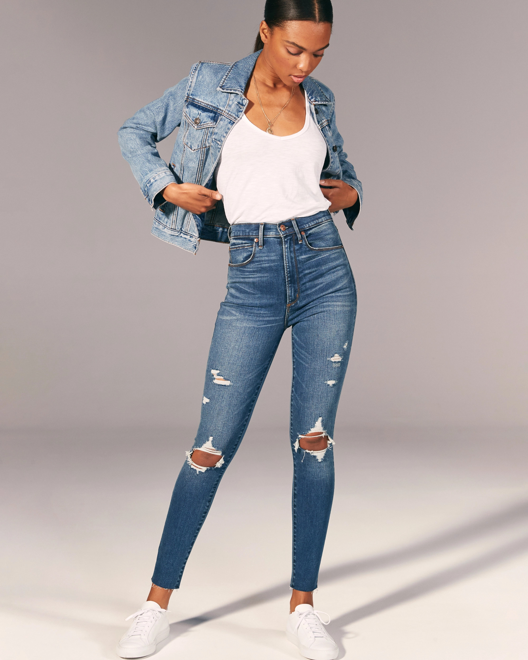 Ripped Ultra High Rise Super Skinny Jeans | Abercrombie & Fitch (US)