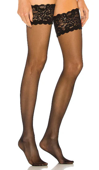 Wolford Satin Touch 20 Stay-Up Stockings in Black. - size M | Revolve Clothing (Global)