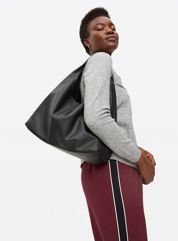 Black Faux Leather Slouch Shoulder Bag One Size | Tu Clothing