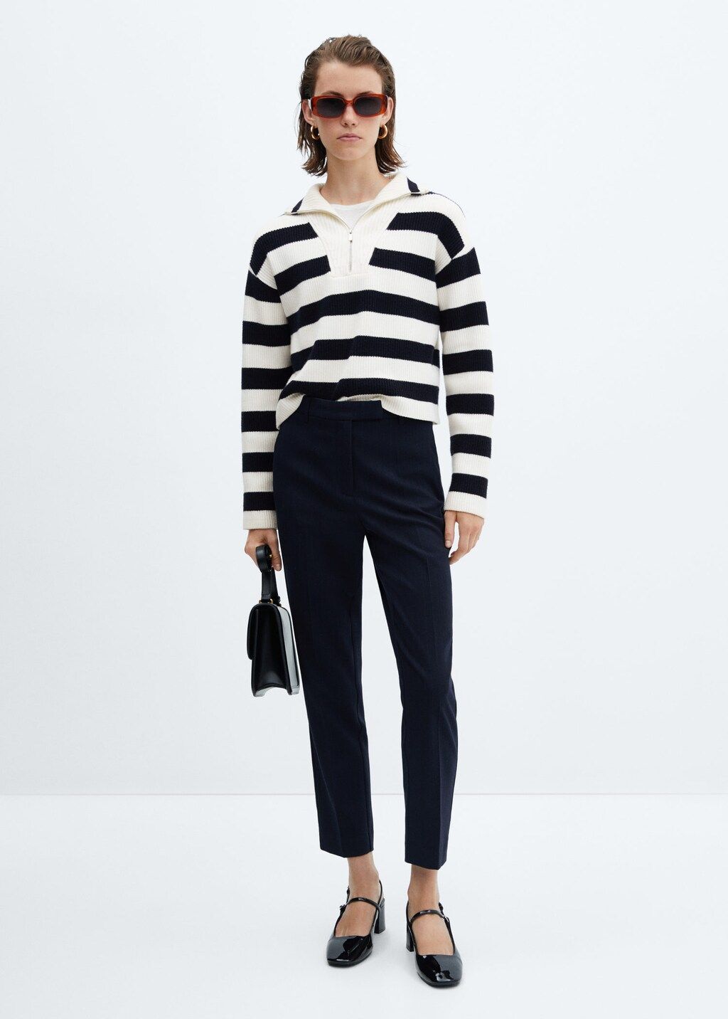 Striped sweater with zipper | MANGO (US)