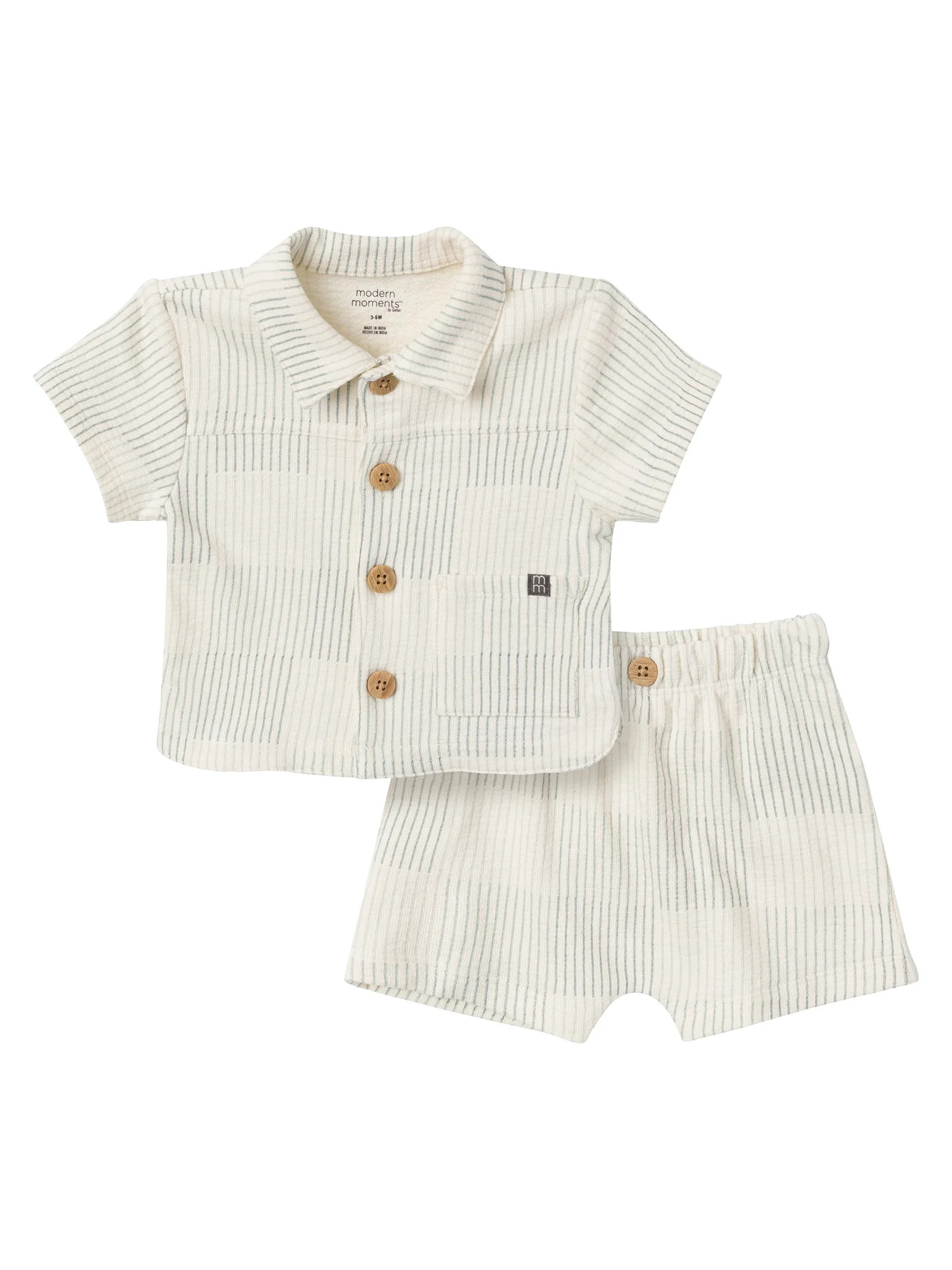 Modern Moments By Gerber Baby Boy Collar Shirt and Short Outfit Set, 2-Piece, 0/3 Months - 24 Mon... | Walmart (US)