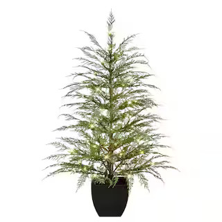 Puleo International 4 ft. Prelit Mountain Cedar Artificial Christmas Tree 4494-ST40RL1 - The Home... | The Home Depot