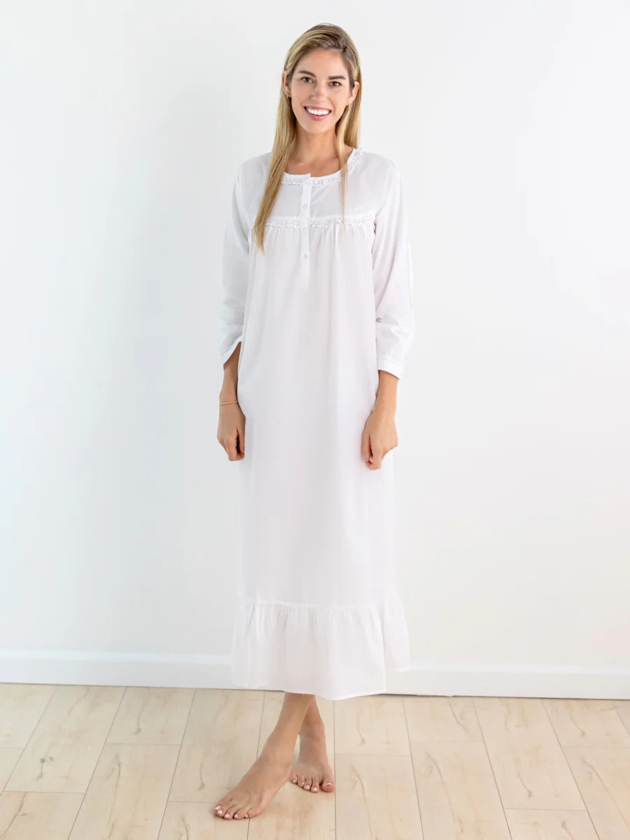 Catherine Ladies White Cotton Nightgown - Jacaranda Living | Jacaranda Living