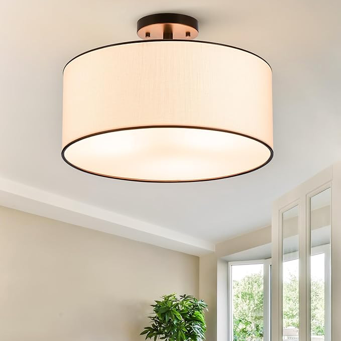 VONLUCE Semi Flush Mount Ceiling Light, 18" Ceiling Light Fixture with Diffused Shaped, Modern Li... | Amazon (US)
