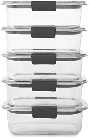 Amazon.com: Rubbermaid 10-Piece Brilliance Food Storage Containers with Lids for Lunch, Meal Prep... | Amazon (US)