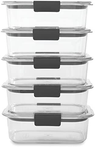 Amazon.com: Rubbermaid 10-Piece Brilliance Food Storage Containers with Lids for Lunch, Meal Prep... | Amazon (US)