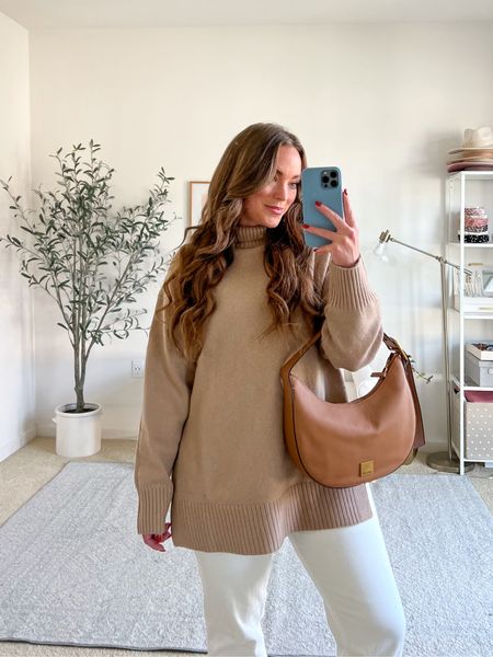 I love a beautiful camel, cognac and cream color combo!
Camel turtleneck tunic sweater comes in more colors, I am wearing a medium.
Jeans are the prettiest cream color I wear my usual size 28/6R


#LTKmidsize #LTKfindsunder50 #LTKSeasonal