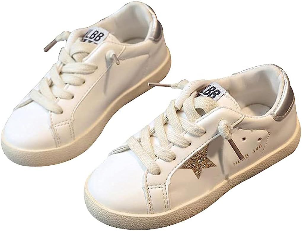 XinYiQu Kids Sparkle Star Sneakers Casual Sports Running Shoes for Girls Boys | Amazon (US)