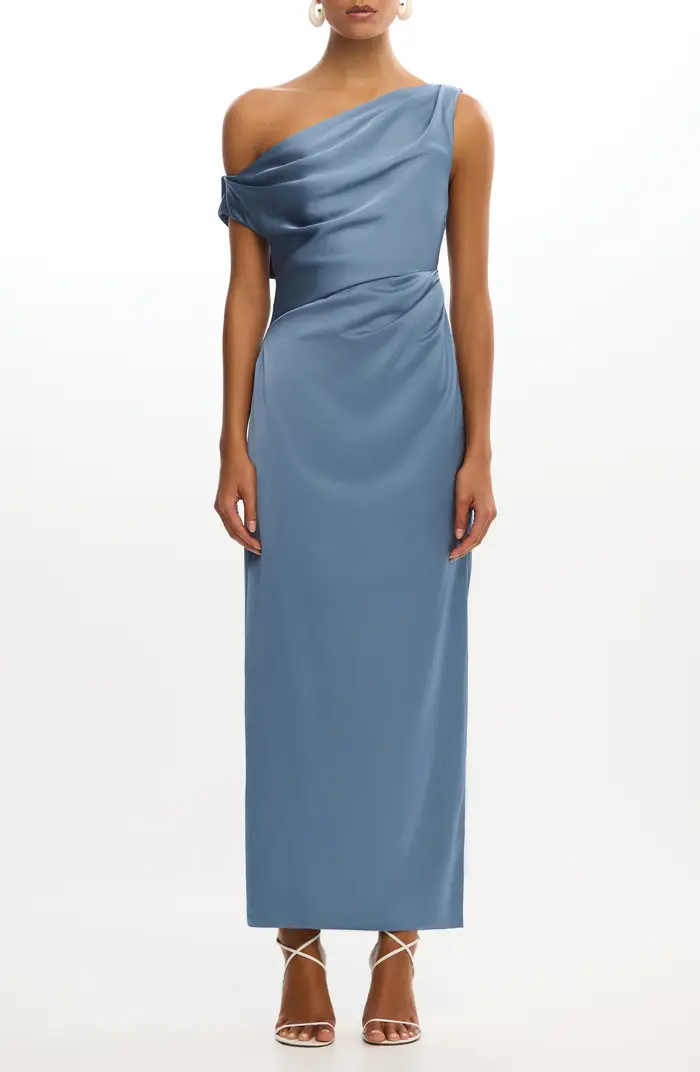 Alyssa Pleated One-Shoulder Satin Gown | Nordstrom