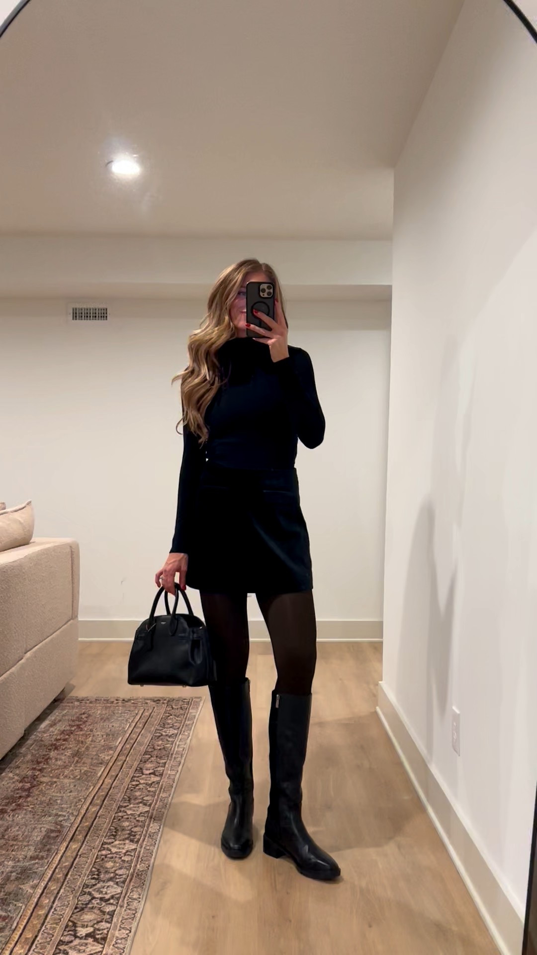 Ways to wear waterproof riding boots during the holidays. 
They also come in a brown suede version that is waterproof too.  Super comfy and practical. Run tts. I’m a true 10.5 and that size doesn’t really exist so I got an 11
Sizing for everything: 
All tops run TTS.  Wearing my usual medium
The “tights” im wearing are actually FLEECE LINED LEGGINGS that come in TALLS!! Wearing L/XL for bump Very stretchy and long enough!
Size medium tall in coat to layer thick sweaters under 
Size small in fur coat.
Sized down to 4 in skirt (would be a 2 without a bump)
Small tall in red plaid dress. 
Skinny jeans run tts and SUPER stretchy.  Longs available
Tried to link as many similar lower cost options to as many pieces as I could find (under the similar section)

Leather boots, winter boots, black leather boots, holiday outfits, tall girl friendly, bump friendly, New York Outfits, Nordstrom 

#LTKHoliday #LTKSeasonal #LTKTall