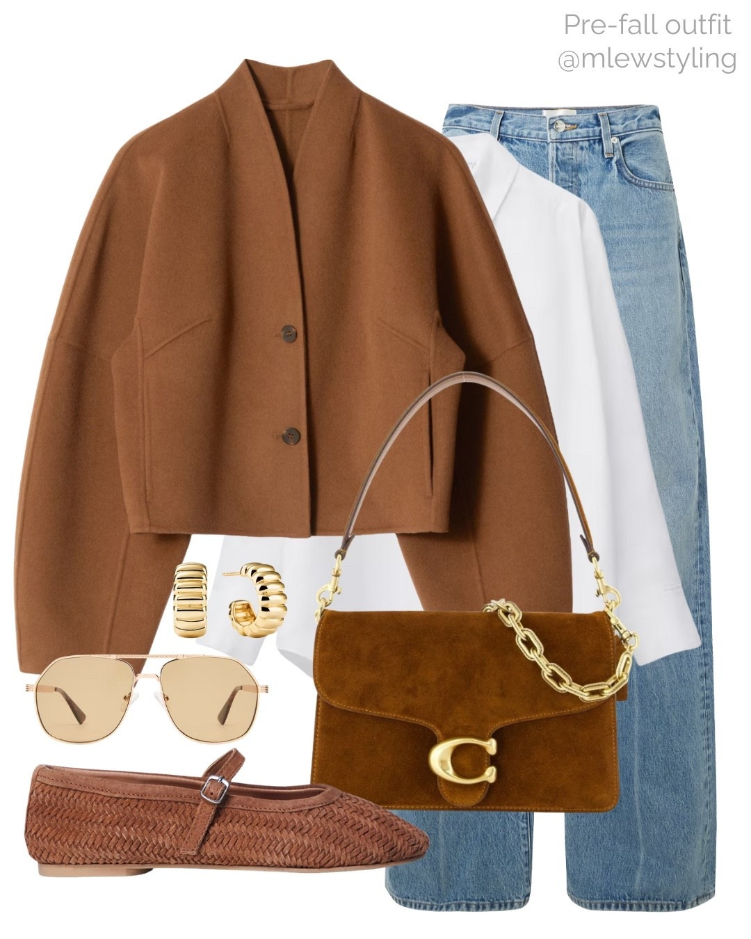Early fall outfit 🍂🍁

Tags: agolde wide leg jeans, & other stories autumn jacket, everlane white button down shirt, suede coach bag, gold aviator sunglasses, gold hoop earrings, neutral aesthetic, back to school, teacher outfit, casual workwear 

#LTKStyleTip #LTKItBag #LTKWorkwear