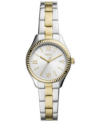 Fossil Women's Rye Three-Hand Date Two-Tone Stainless Steel Watch, 30mm - Macy's | Macy's