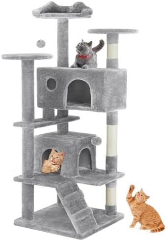 Sweetcrispy 54 Inch Cat Tree Tower, Multi-Level with Cat Scratching Post, Indoor Cat Condo with C... | Amazon (US)