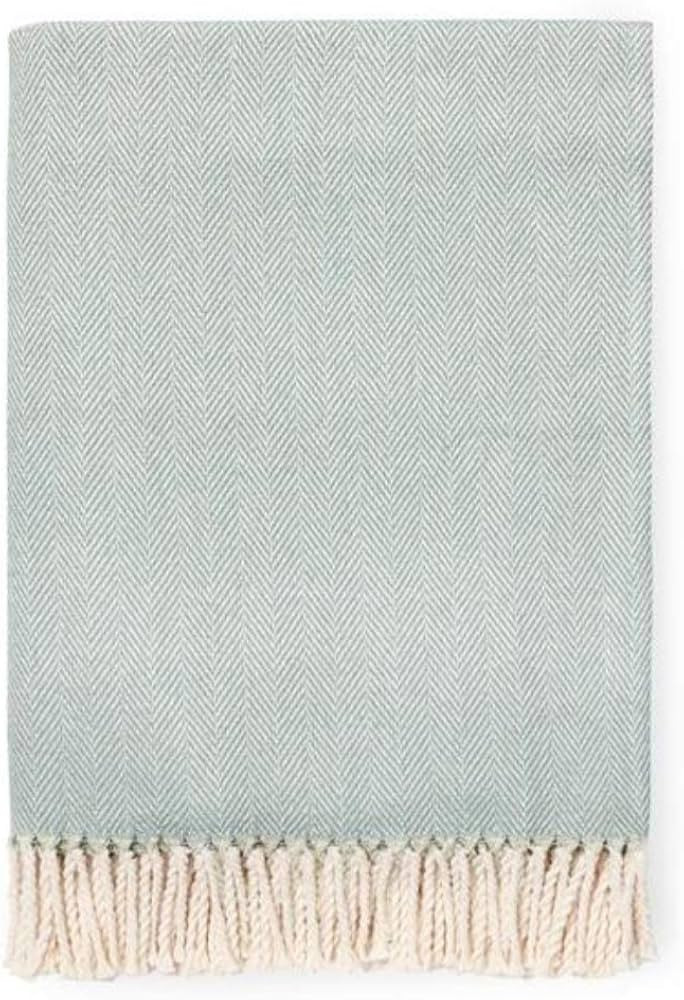 Sferra Celine Herringbone, 100% Cotton Throw Blanket - Slate Blue | Amazon (US)
