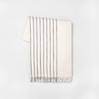 Striped Throw Blanket Railroad Gray/Sour Cream - Hearth & Hand™ with Magnolia | Target