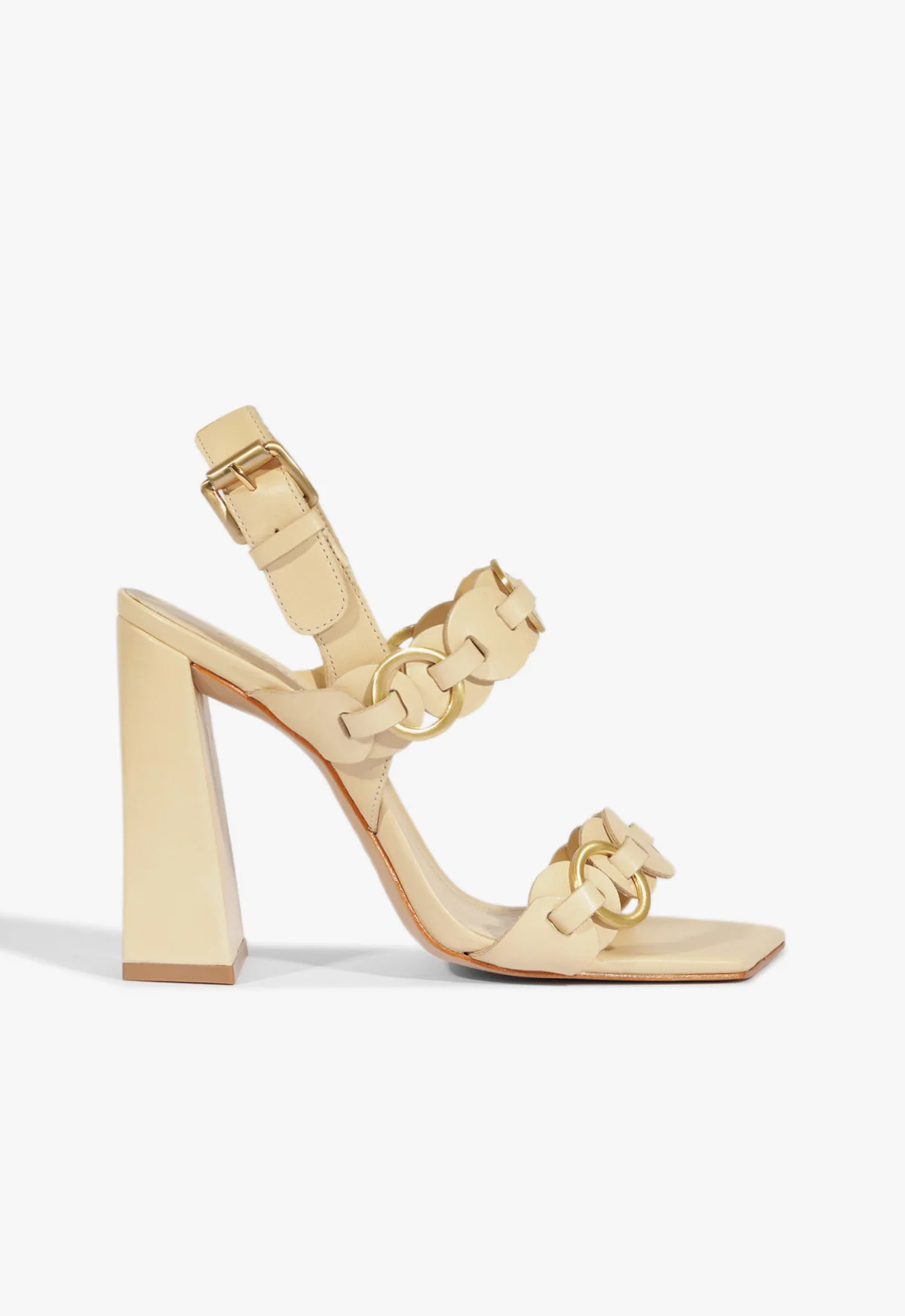 Selina Block Sandal | Beige Leather Heel - SCHUTZ | Schutz (US)