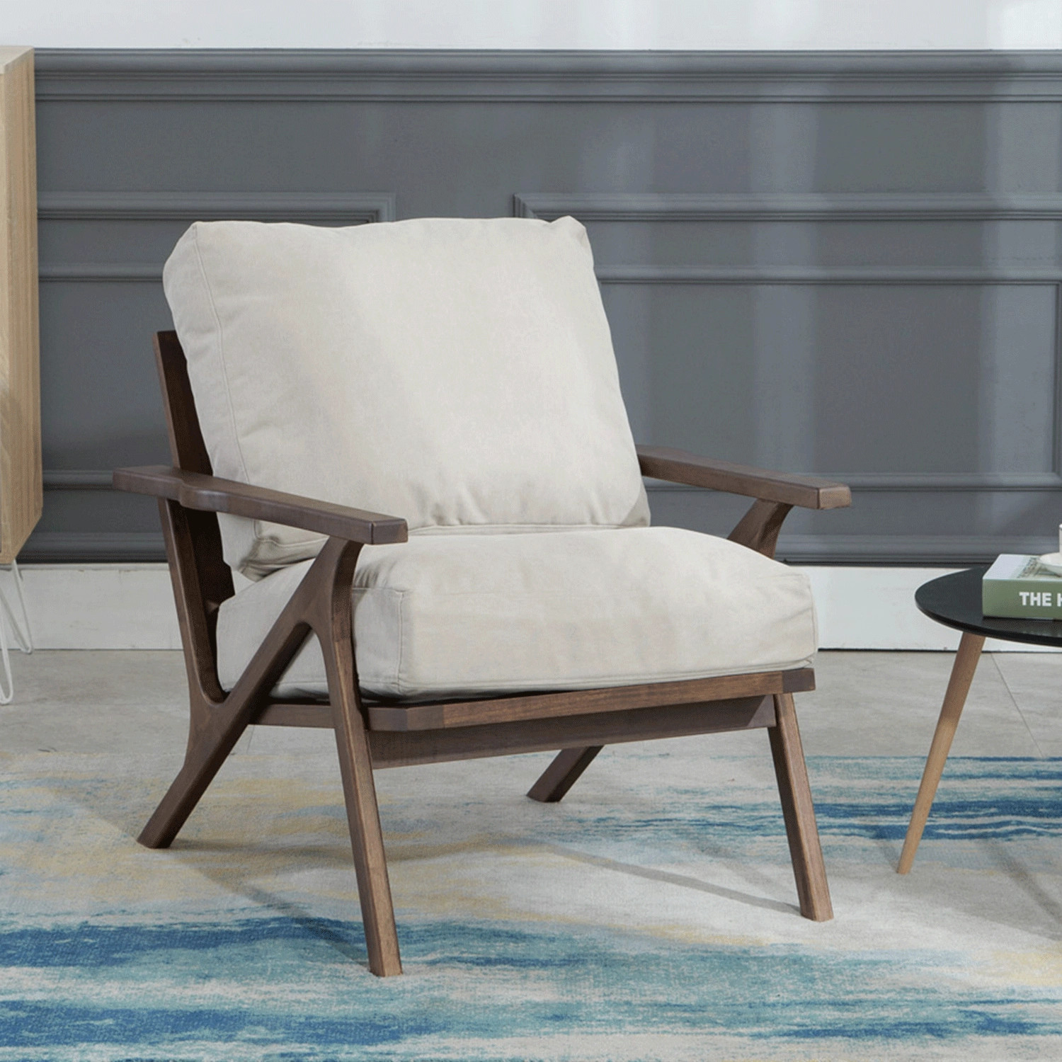 Chairus Mid-Century Accent Chair, Retro Upholstered Lounge Chair, Large Leisure Armchair for Livi... | Walmart (US)