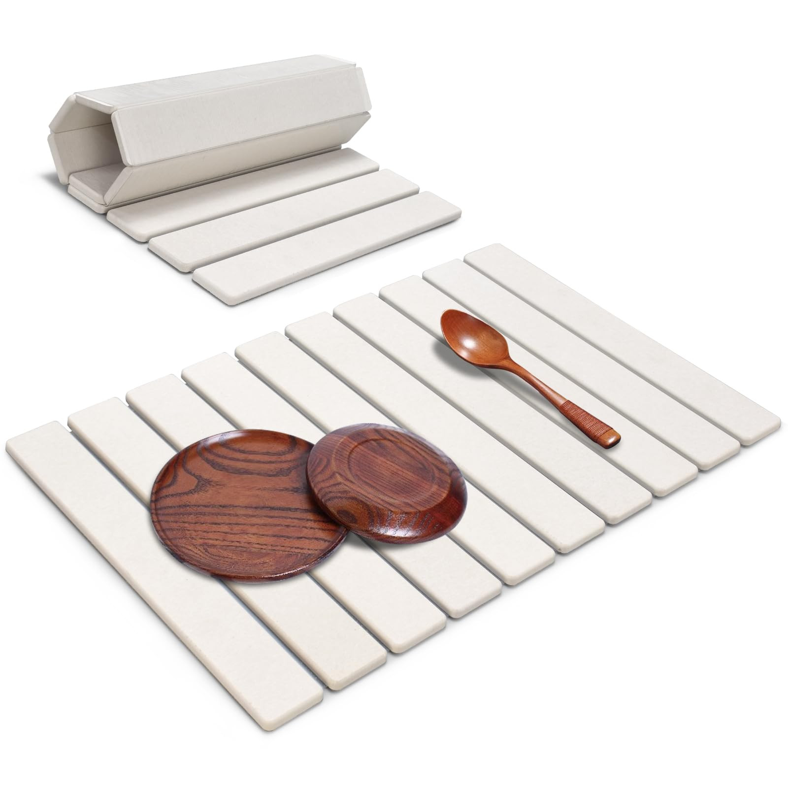 Large Stone Dish Drying Mats for Kitchen Counter, 24"(L)×16"(W), Quick Drying Collapsible Dish D... | Amazon (US)