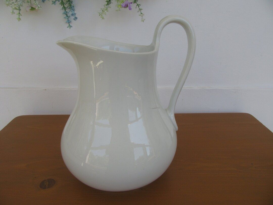 Antique Large Ceramic White Pitcher/Ewer,By Bridgewood of England - Circa 1900,Capacity : 1 Gallo... | Etsy (US)