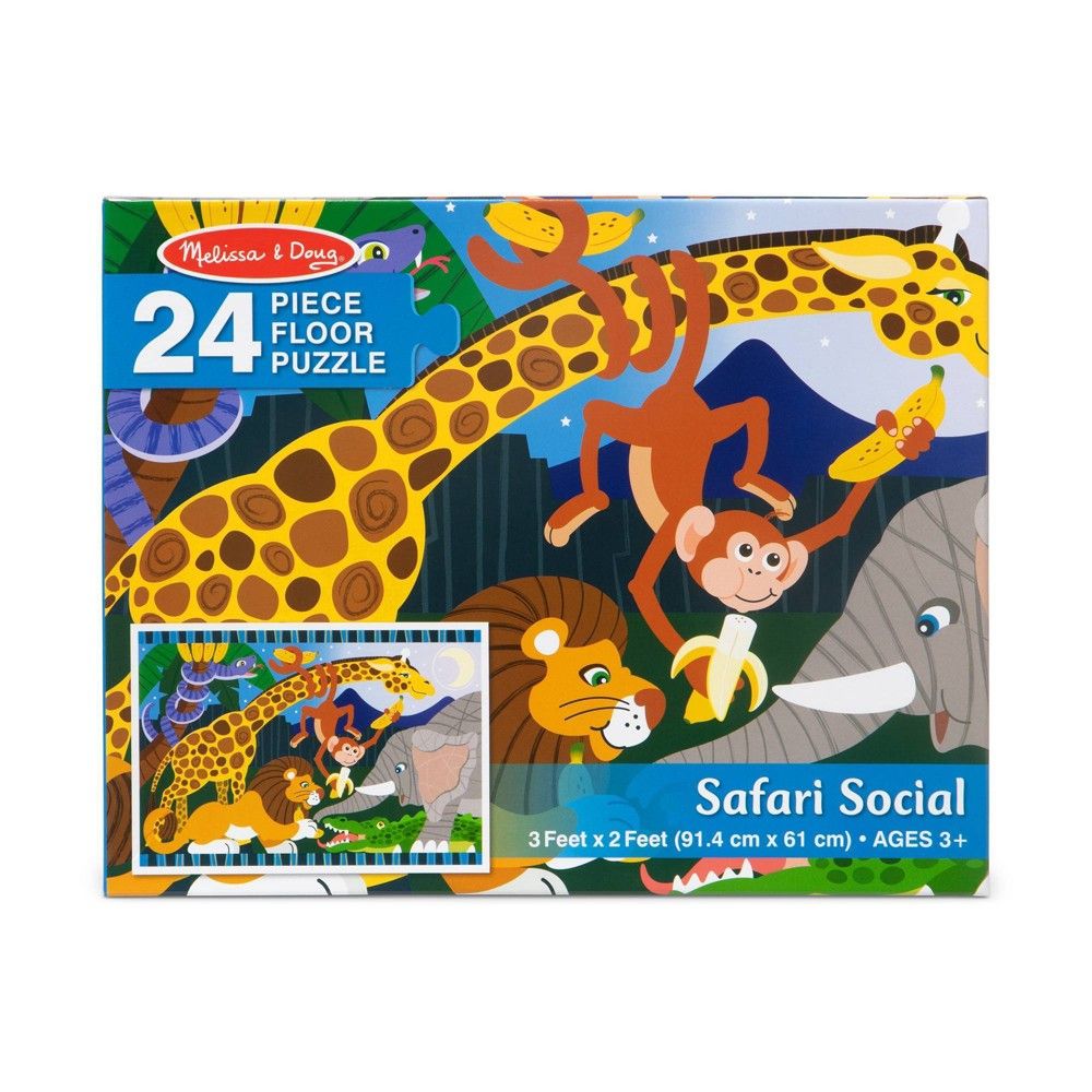 Melissa And Doug Safari Social Jumbo Floor Puzzle 24pc | Target