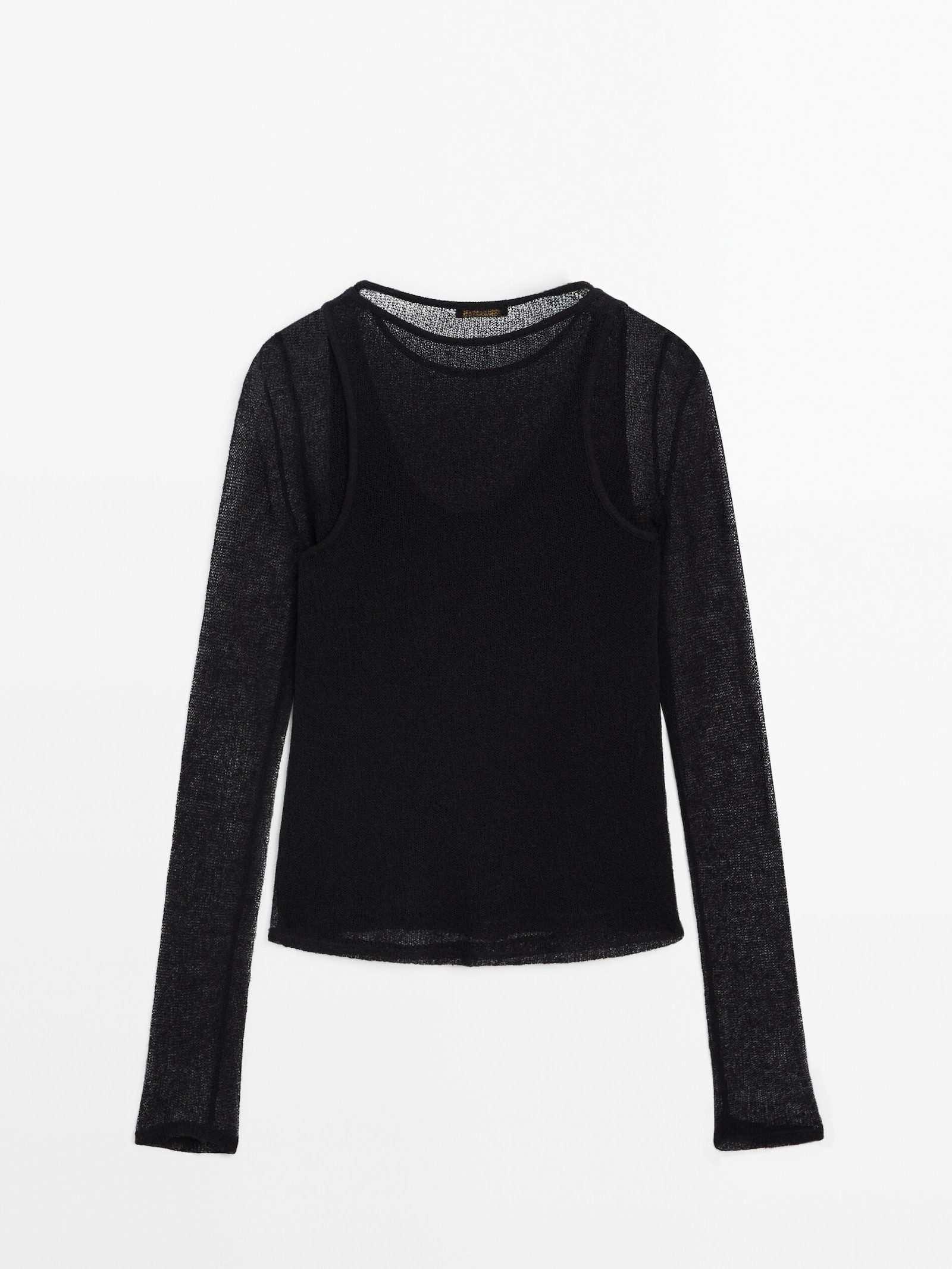 Textured cotton blend double-layer top | Massimo Dutti UK