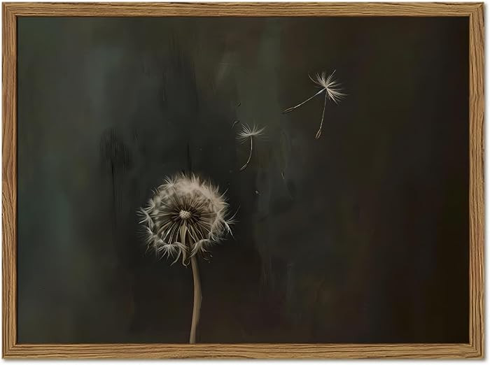 Vintage Dandelion Wall Art, Moody Floral Wall Decor Painting Dark Flower Poster Canvas Prints Pic... | Amazon (US)
