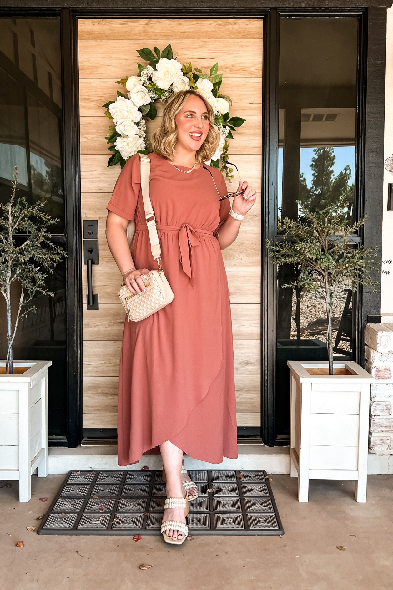 Simple summer dress! Easy, stylish, and comfortable! This color is sold out, but they have A LOT of other cute colors to pick from! 😍 I also have it in black because you just can’t go wrong! Im wearing a size large. Paired with my fav affordable purse from target! Heels are sold out. 

#LTKmidsize #LTKfindsunder50 #LTKfindsunder100