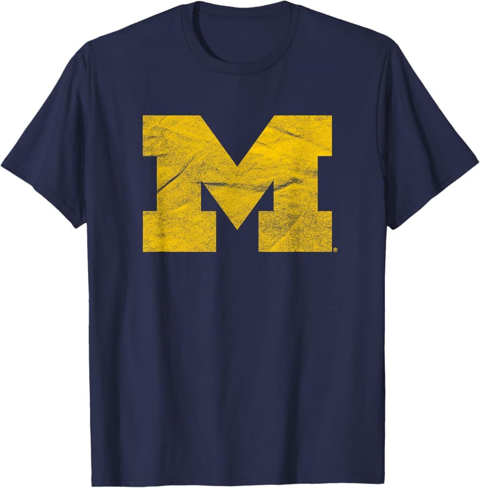 University of Michigan Wolverines U of M Distressed Primary T-Shirt | Amazon (US)