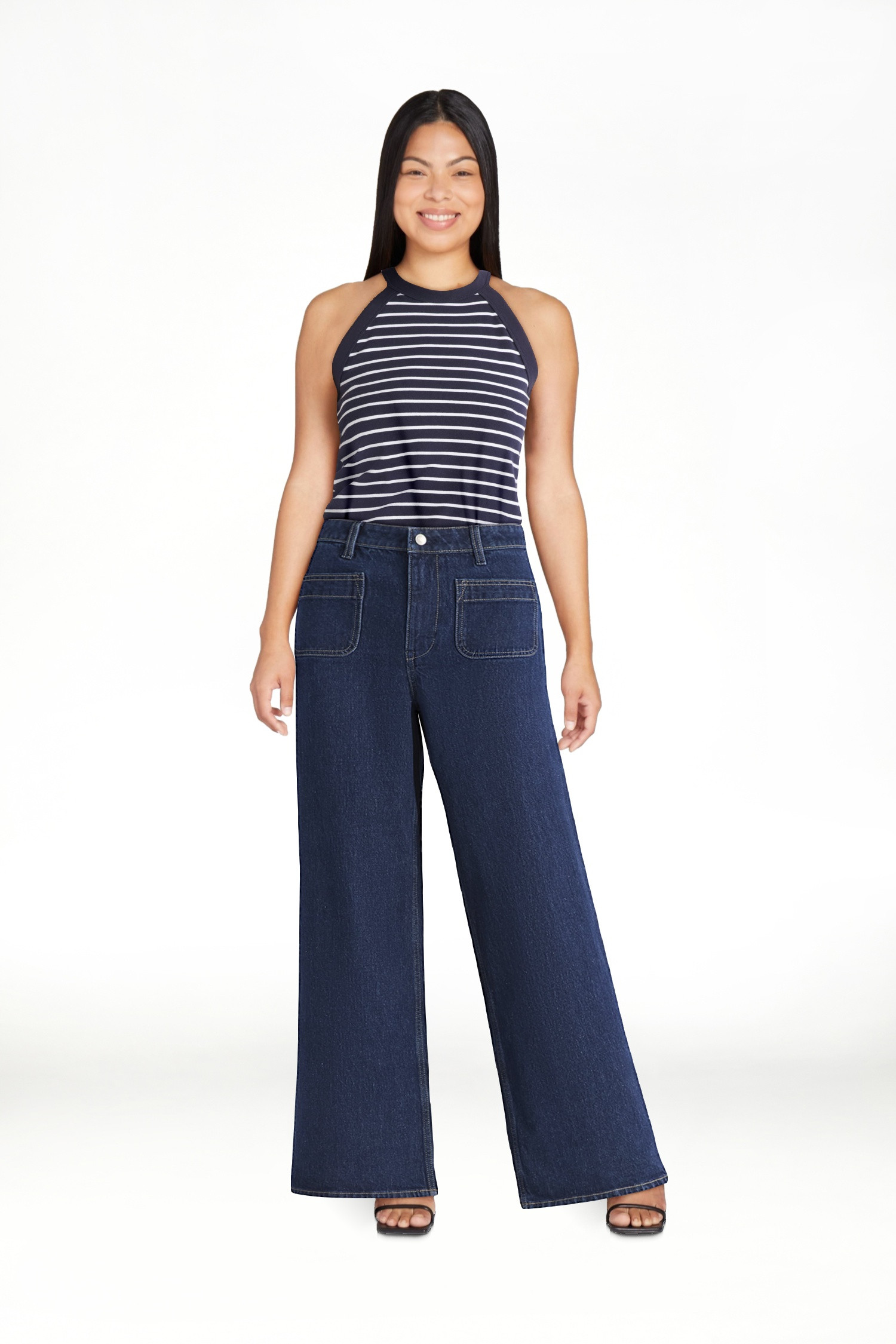 Free Assembly Women's and Women's Plus Wide Leg Jeans with Patch Pockets, 30", 32", and 34" Insea... | Walmart (US)