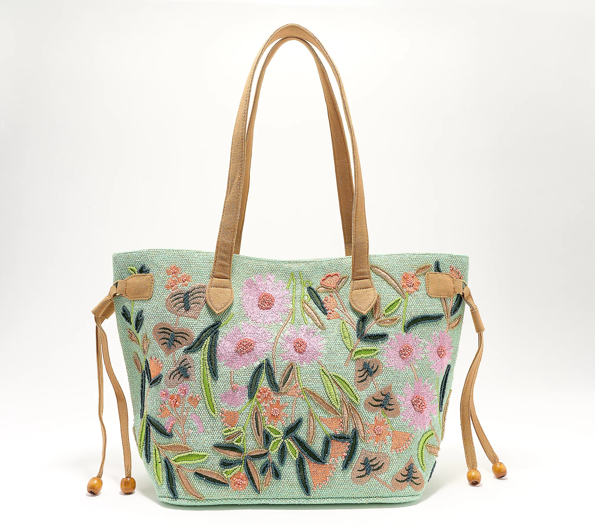 America & Beyond Embroidered Beaded Tote | QVC