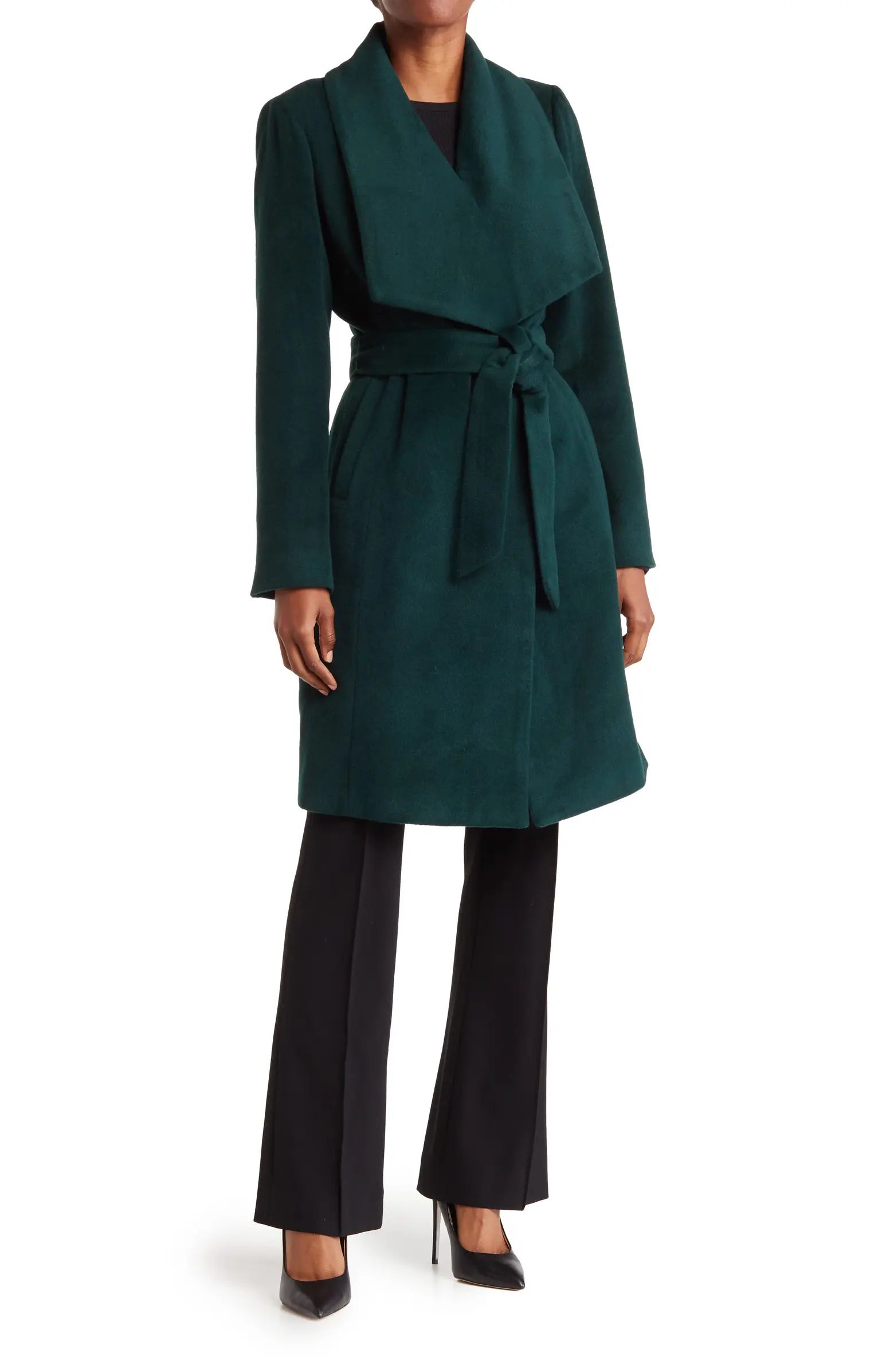 Slick Wool Blend Wrap Coat | Nordstrom Rack