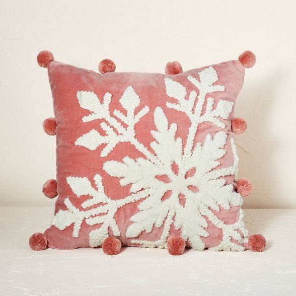 Oversized Embroidered Snowflake Velvet Square Christmas Throw Pillow - Opalhouse™ designed with Jung | Target