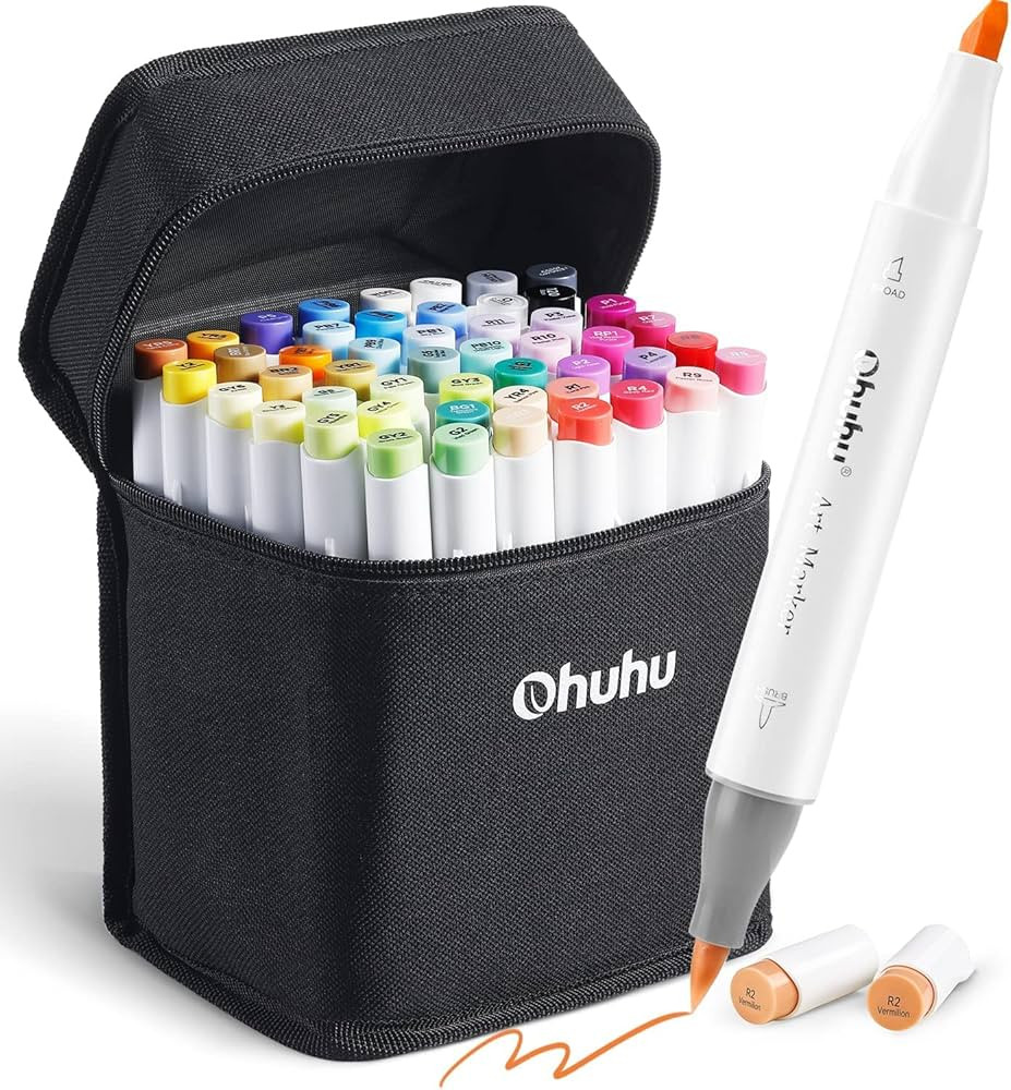 Ohuhu Alcohol Markers Brush Tip: Double Tipped Art Marker Set for Artist Adults Coloring Sketchin... | Amazon (US)