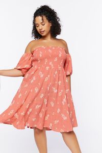 Plus Size Floral Off-the-Shoulder Mini Dress | Forever 21 (US)