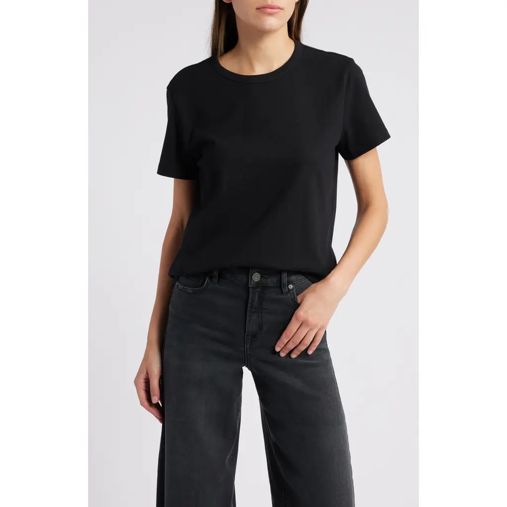 Madewell Perfect Crewneck T-Shirt in Jet Black at Nordstrom, Size Small | Nordstrom