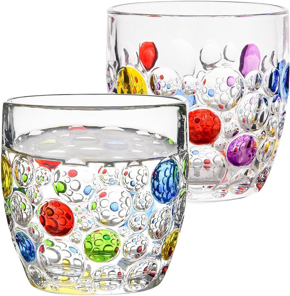 Colorful Bubbly Drinking Glasses Set of 2, 11 oz (330 ml), Stemless Champagne Glasses, Cocktail G... | Amazon (US)